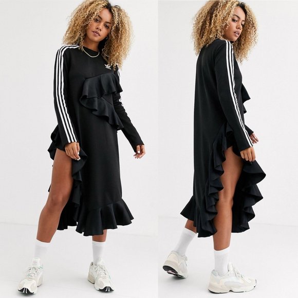 adidas | Dresses | Adidas X J Koo Black Trefoil Ruffle Dress